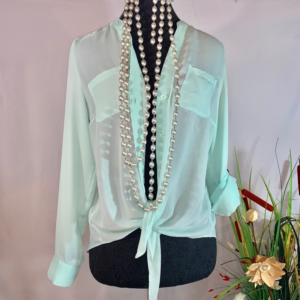 Candies L Mint Blouse Top Shirt Lace Back